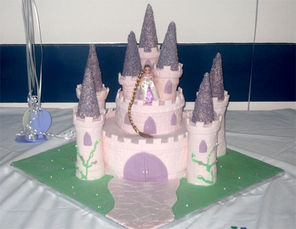 pink castle birthday cake